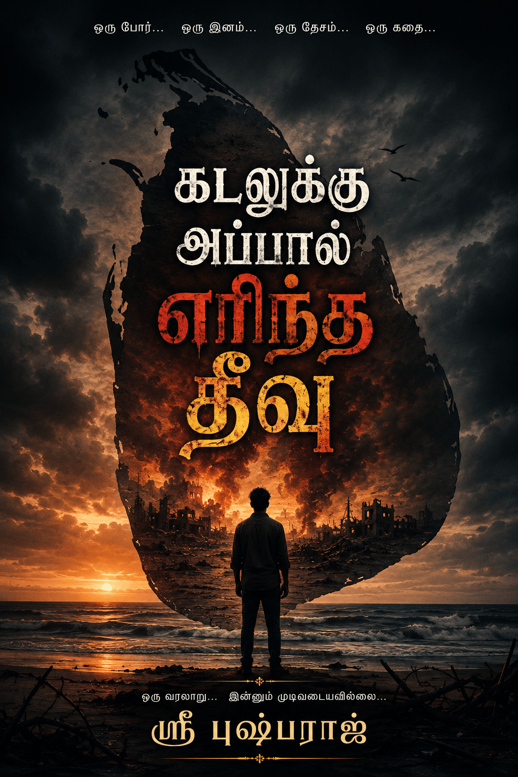 கடலுக்கு அப்பால் எரிந்த தீவு”.